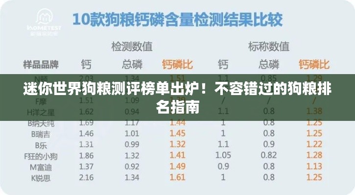 迷你世界狗粮测评榜单出炉!不容错过的狗粮排名指南