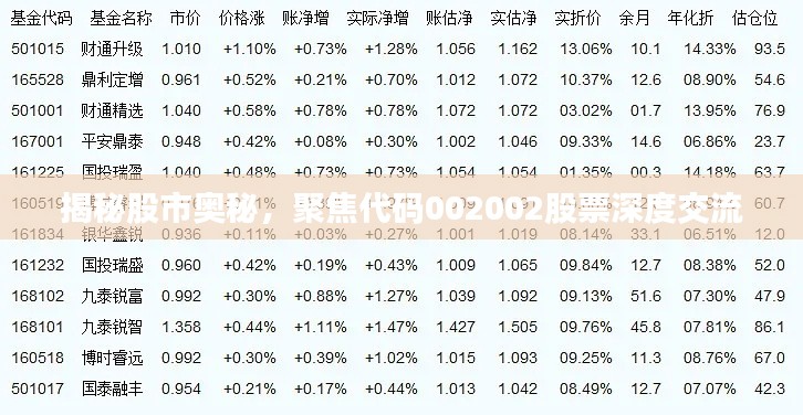 揭秘股市奥秘,聚焦代码002002股票深度交流