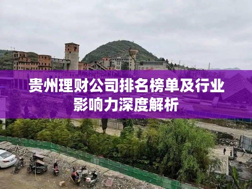 贵州理财公司排名榜单及行业影响力深度解析